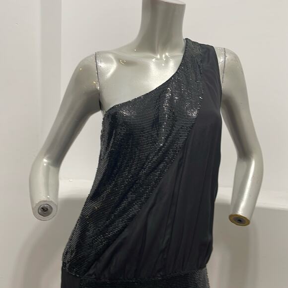 Sheri Bodell One Shoulder Beaded Dress  Black Size S - Picture 5 of 12